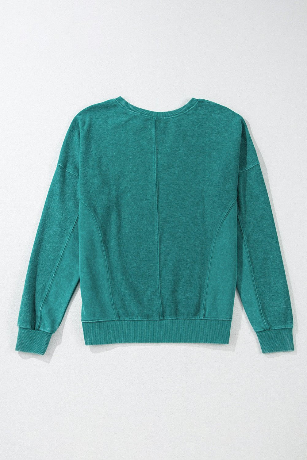 Skobeloff Solid Color Notched Neck Drop Shoulder Sweatshirt - Goddess Vibes
