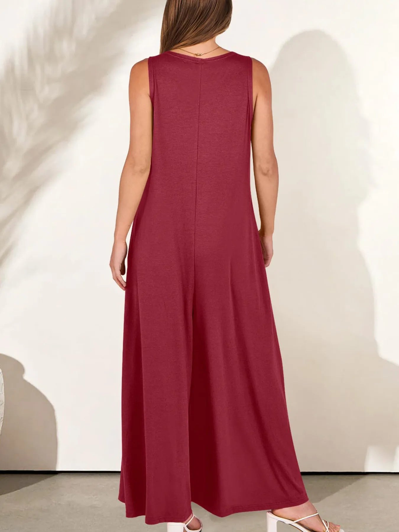 Sleeveless V - Neck Jumpsuit with Pockets - Goddess Vibes