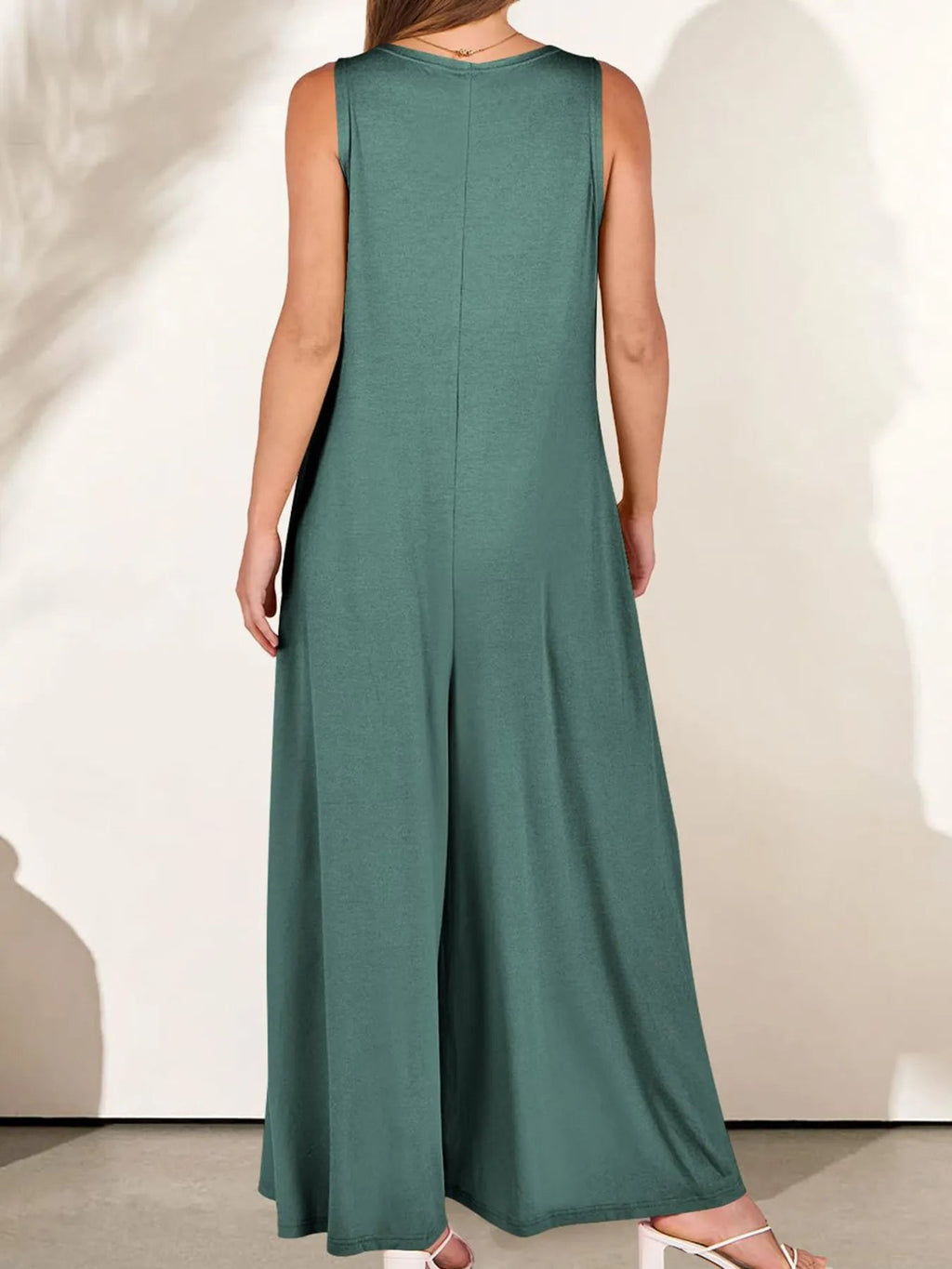 Sleeveless V - Neck Jumpsuit with Pockets - Goddess Vibes