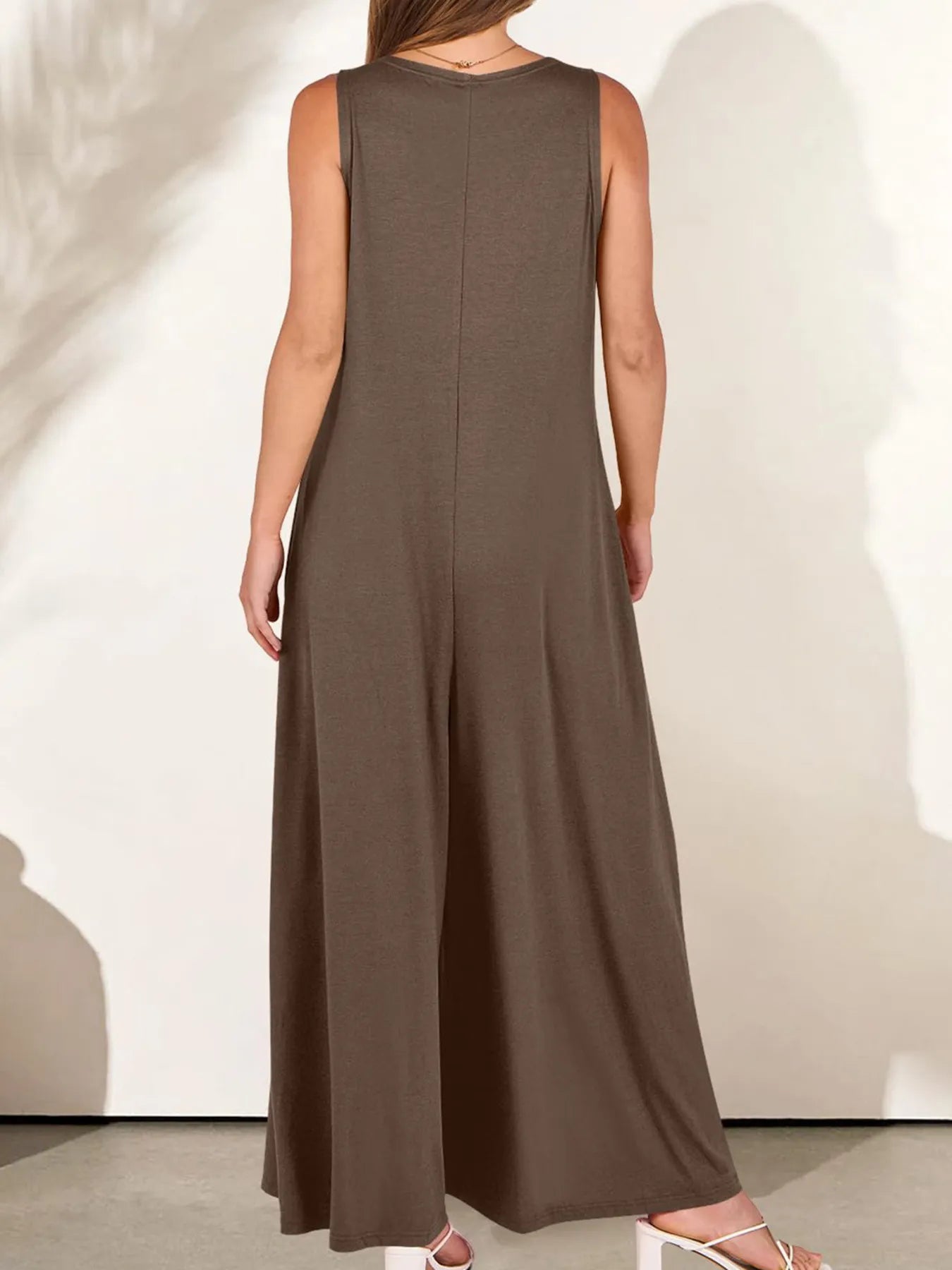 Sleeveless V - Neck Jumpsuit with Pockets - Goddess Vibes