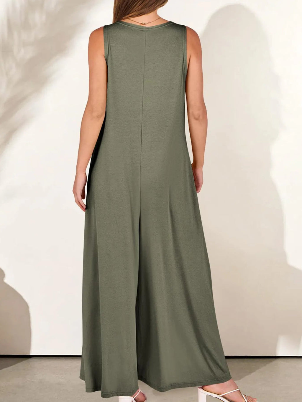 Sleeveless V - Neck Jumpsuit with Pockets - Goddess Vibes