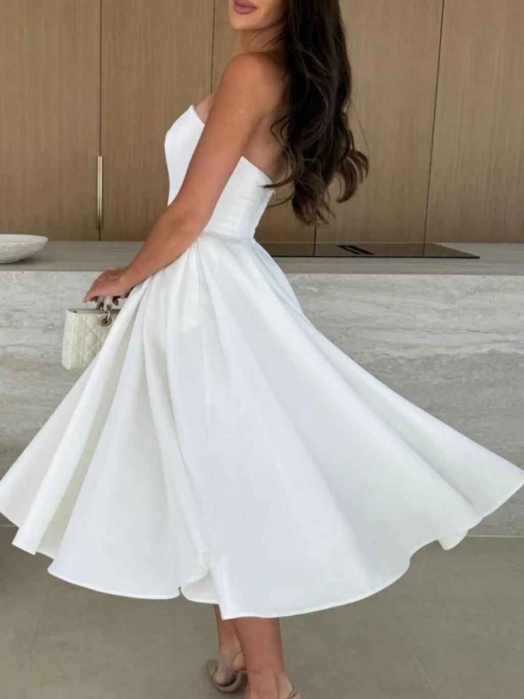 Solid Color Tube Midi Dress - Goddess Vibes