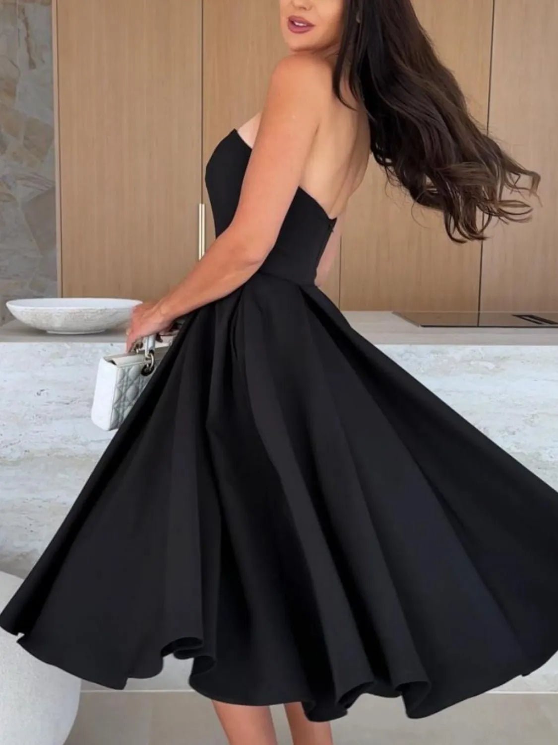 Solid Color Tube Midi Dress - Goddess Vibes