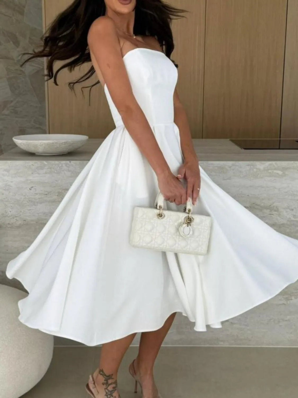 Solid Color Tube Midi Dress - Goddess Vibes