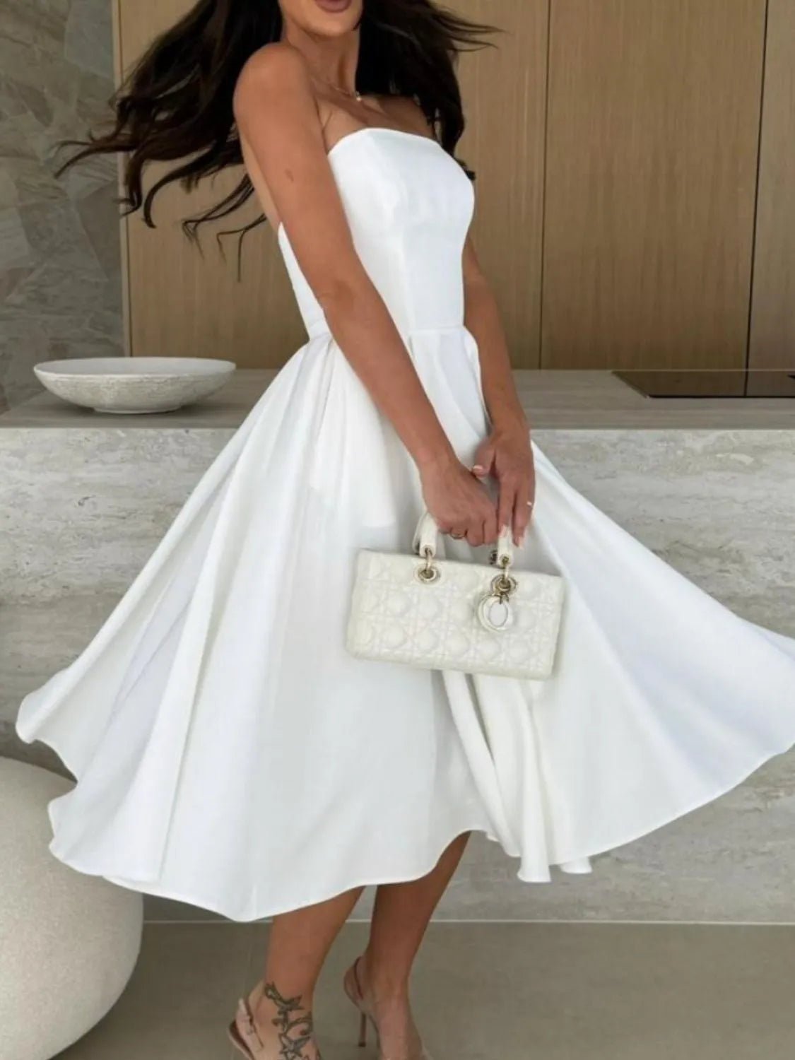 Solid Color Tube Midi Dress - Goddess Vibes