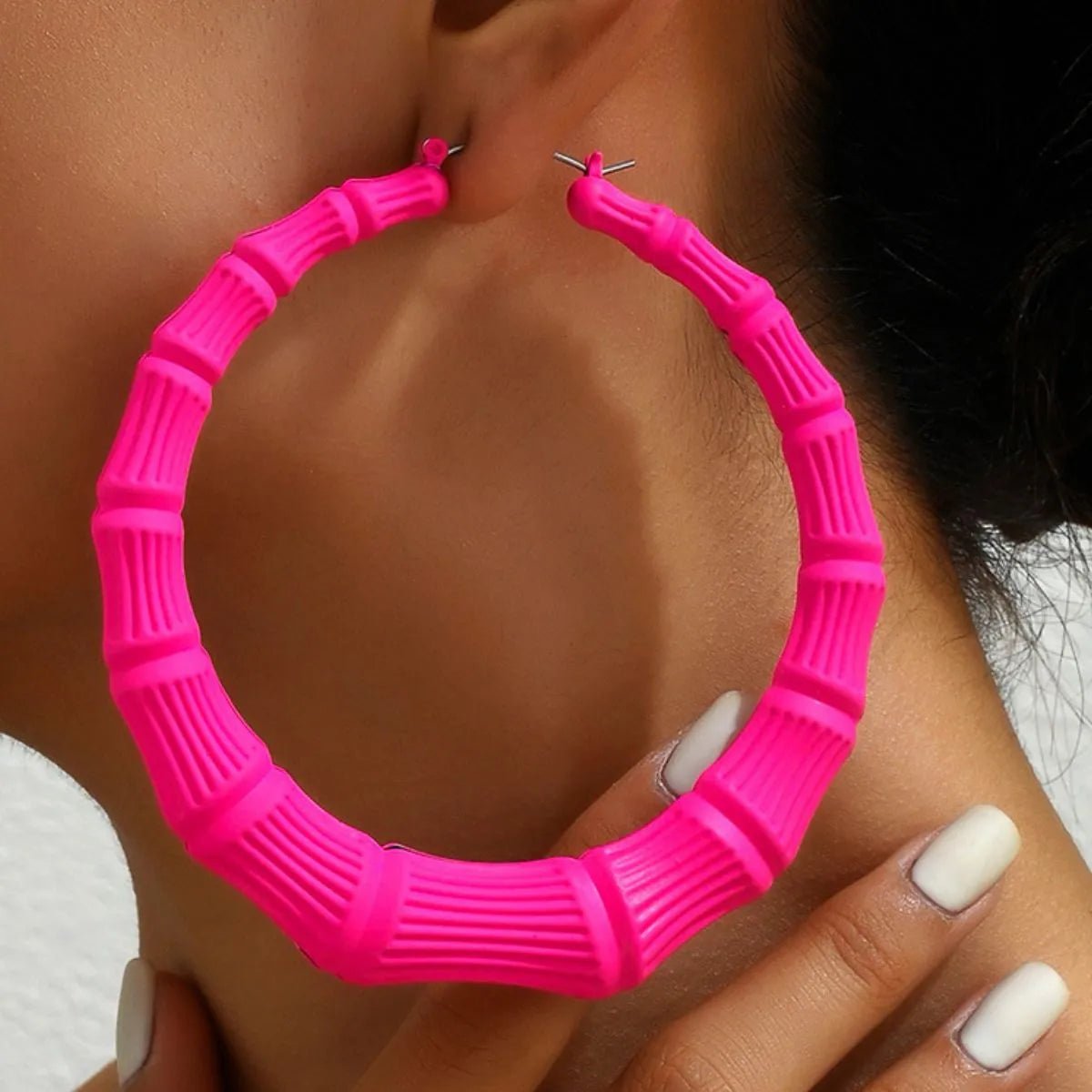 Stainless Steel Textured Hoop Earrings - Goddess Vibes