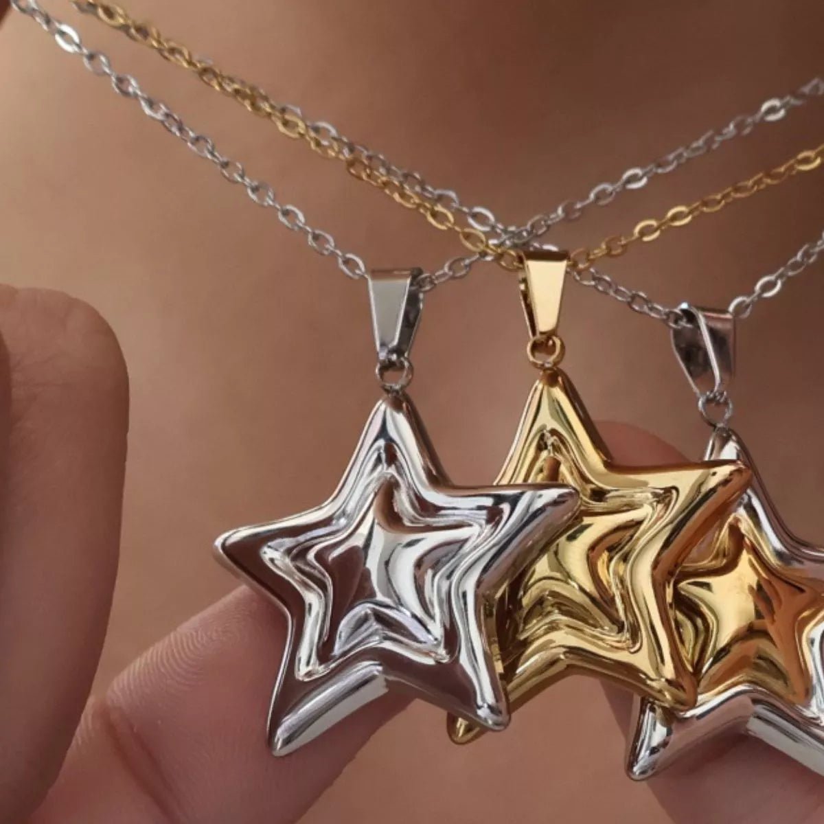 Stainless Steel Zircon Star Necklace - Goddess Vibes
