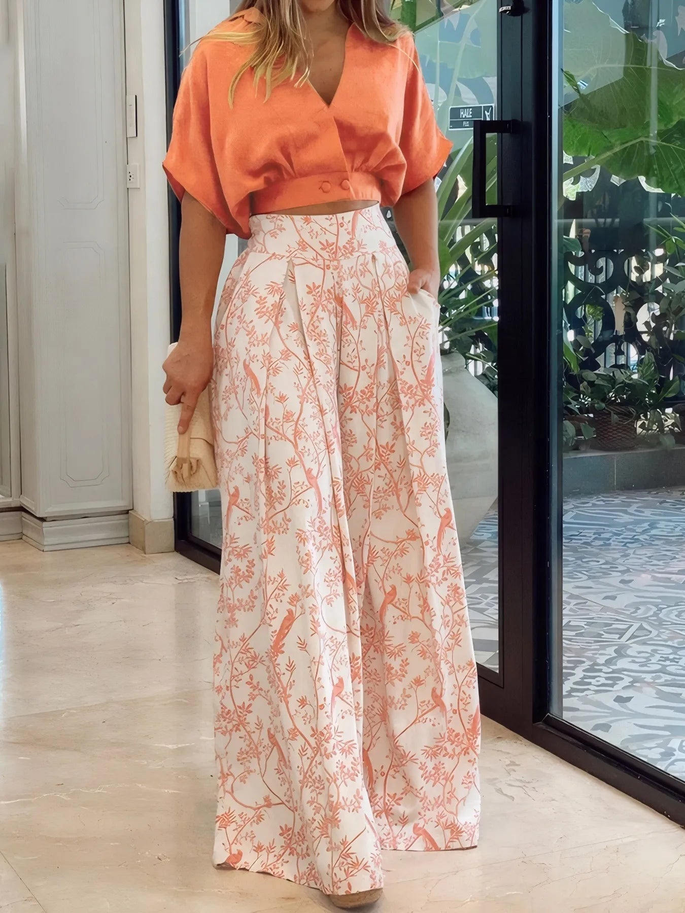 Surplice Top and High Waist Pants Set - Goddess Vibes