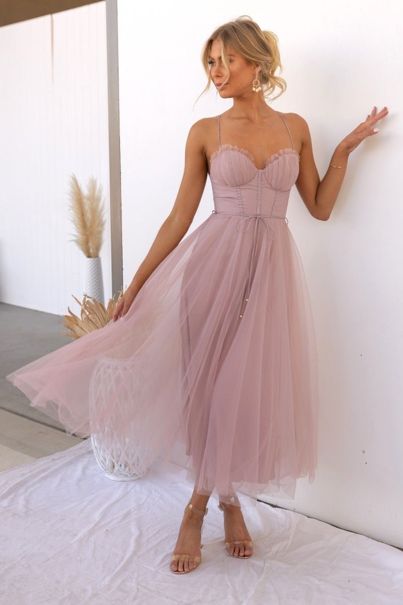 Temperament Camisole Mesh Party Evening Dress - Goddess Vibes