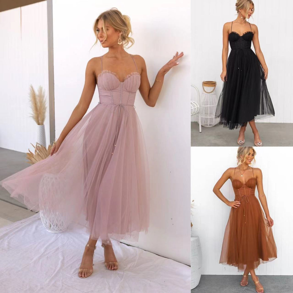 Temperament Camisole Mesh Party Evening Dress - Goddess Vibes