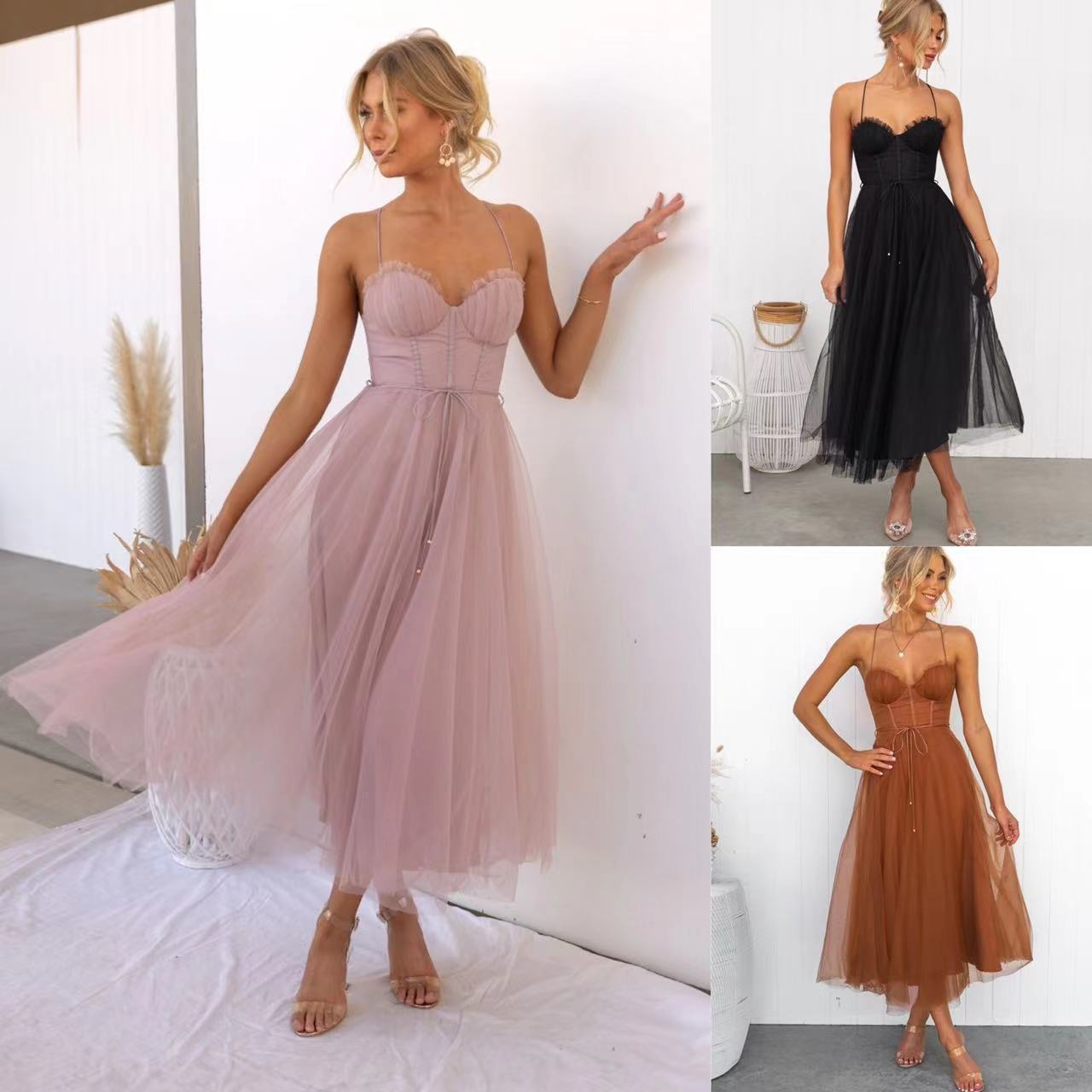Temperament Camisole Mesh Party Evening Dress - Goddess Vibes