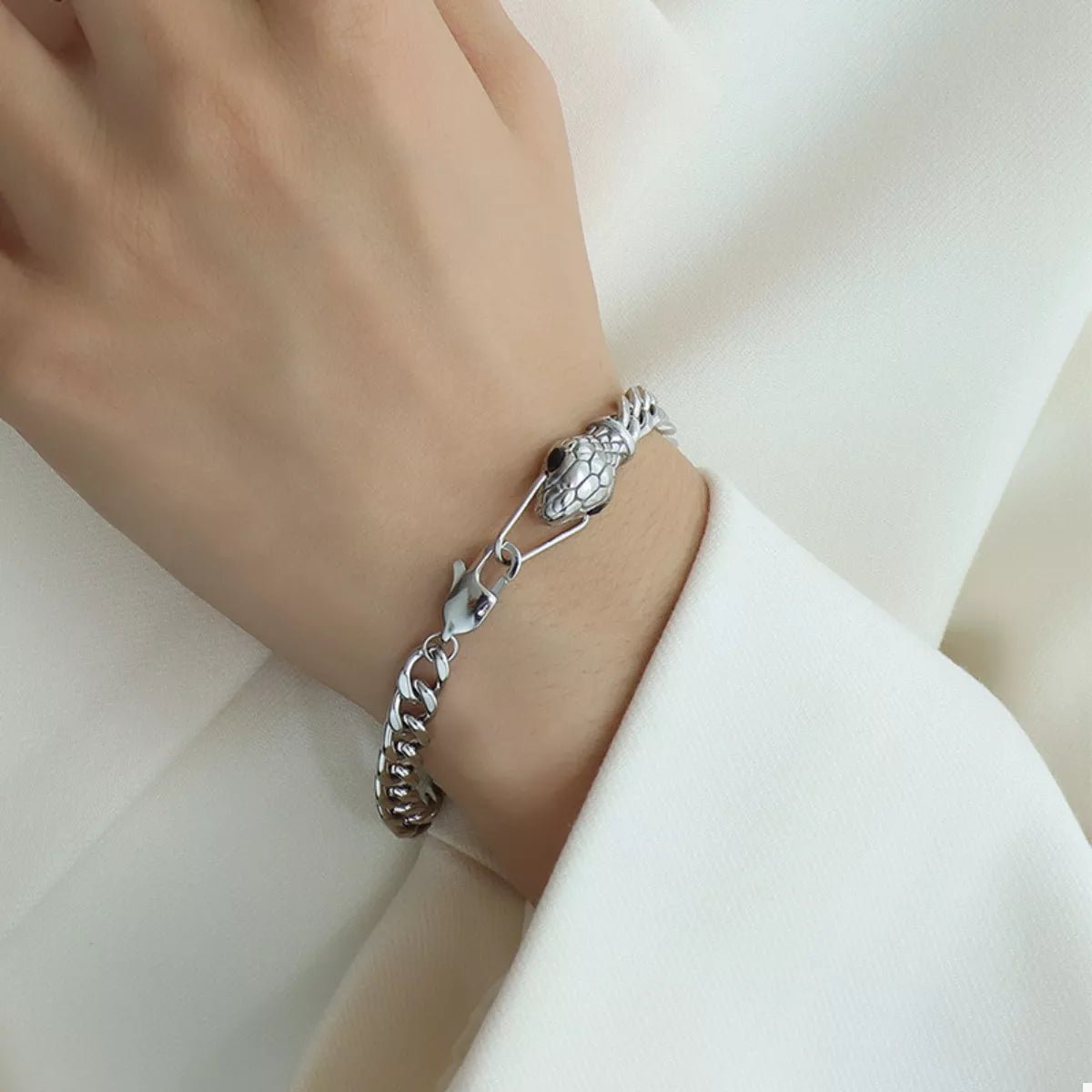 Titanium Steel Zircon Snake Bracelet - Goddess Vibes
