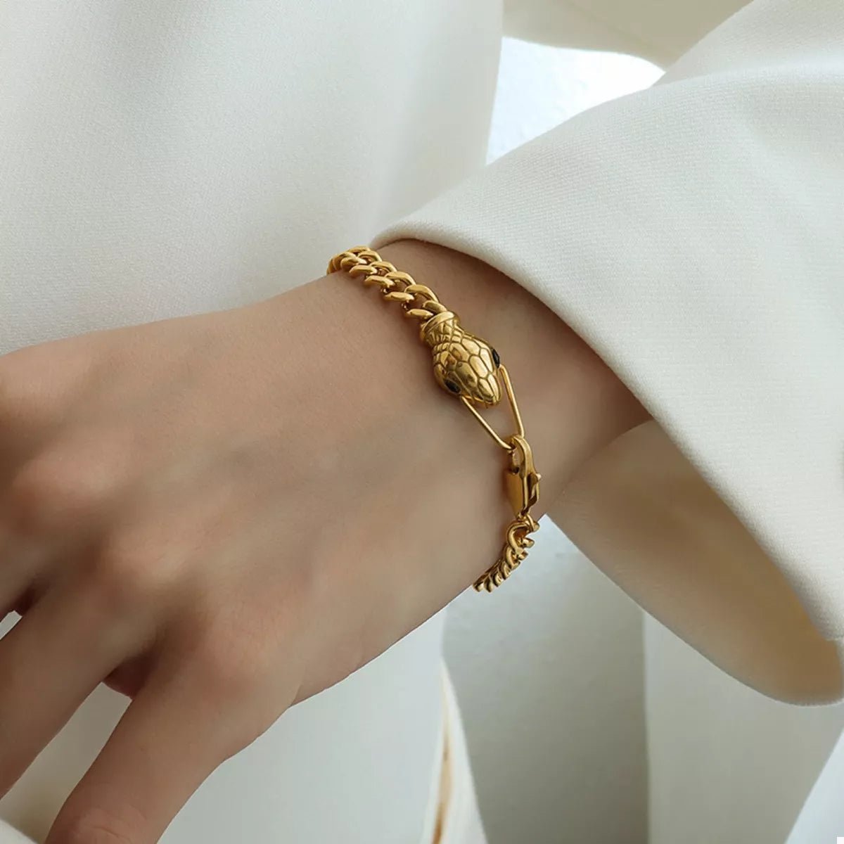 Titanium Steel Zircon Snake Bracelet - Goddess Vibes