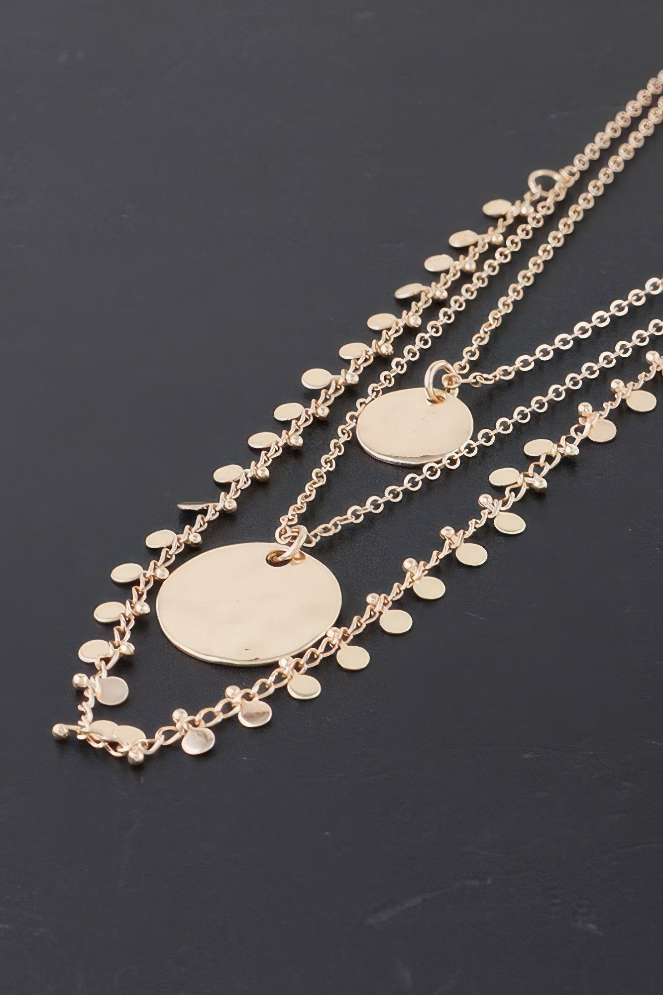Triple Disc Charm Chain Necklace - Goddess Vibes