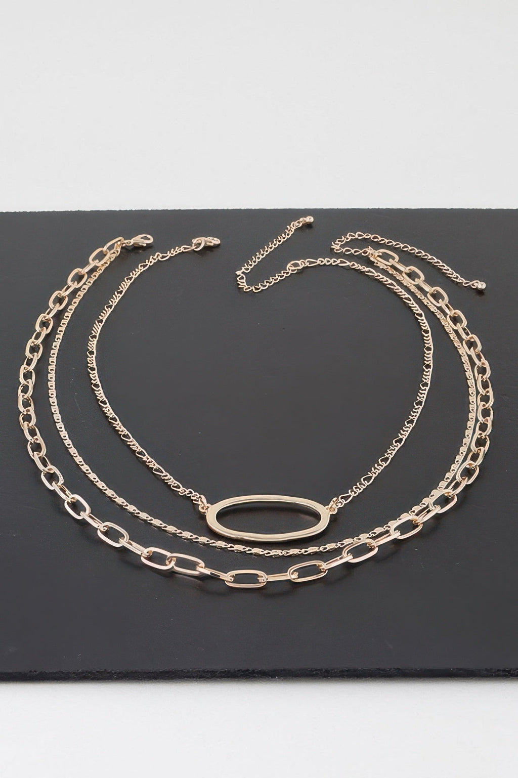 Triple Open Oval Chain Necklace - Goddess Vibes