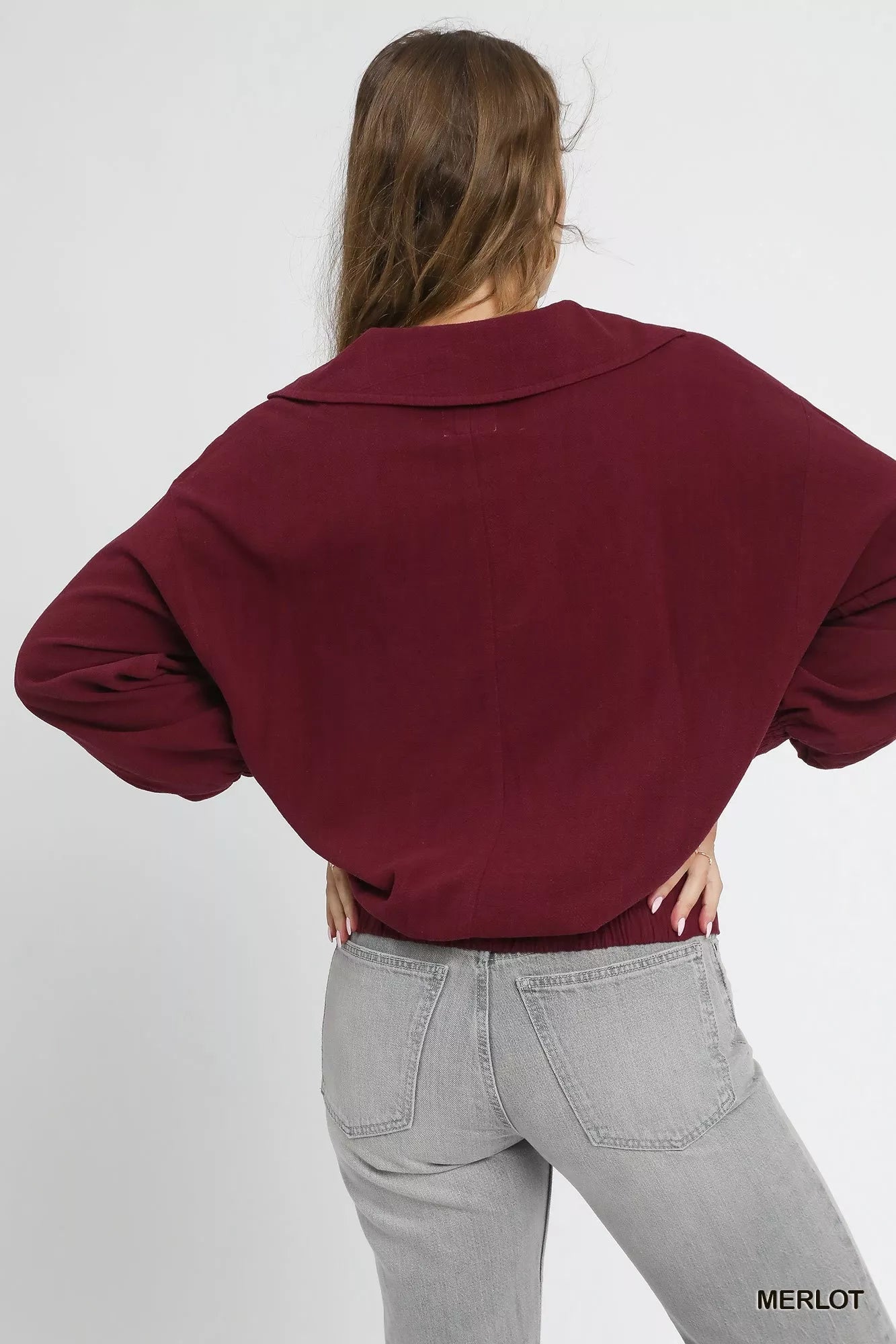 Umgee Linen Long Sleeves Elastic Hem Blouse - Goddess Vibes