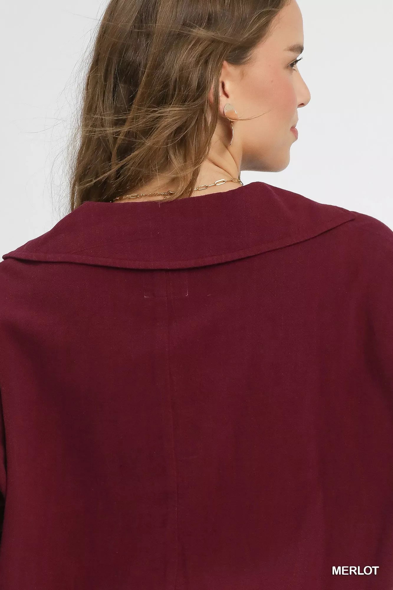 Umgee Linen Long Sleeves Elastic Hem Blouse - Goddess Vibes