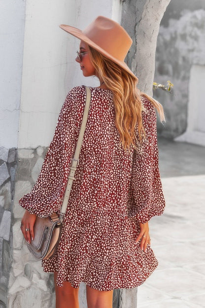 V Neck Drop Shoulder Cheetah Print Tunic Dress - Goddess Vibes