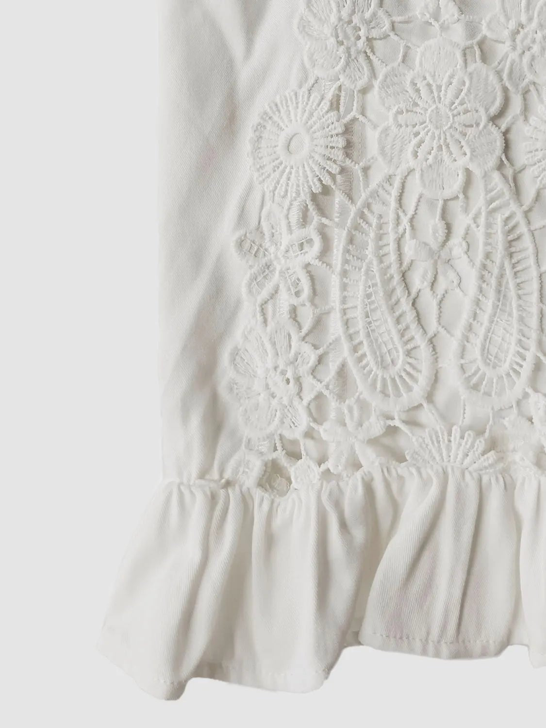 V - Neck Lace Flounce Sleeve Top - Goddess Vibes