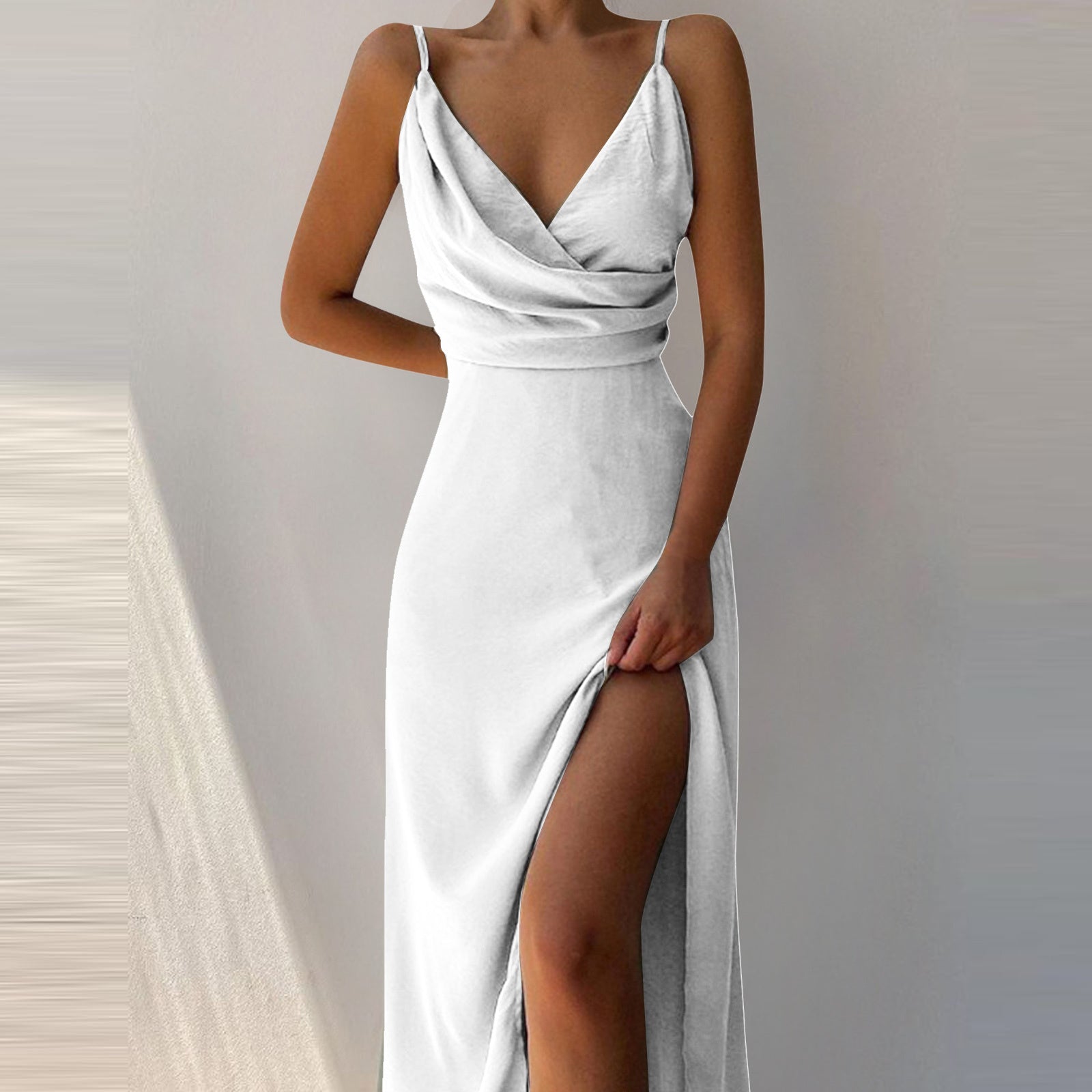 V - neck Slit Sling Dress Summer Fashion Sexy Slim Suspender Dresses For Women Clothing - Goddess Vibes
