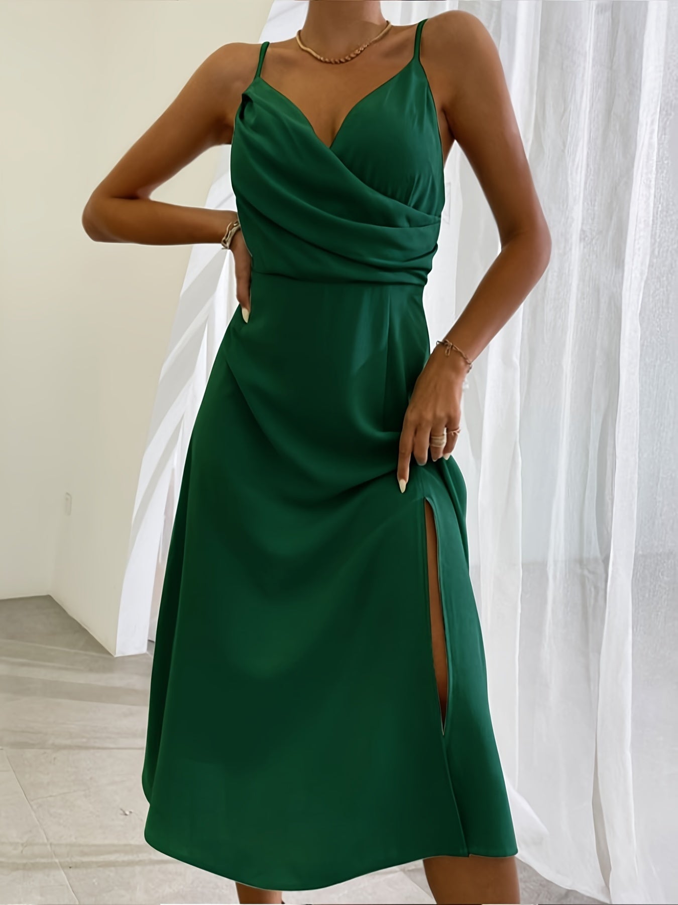 V - neck Slit Sling Dress Summer Fashion Sexy Slim Suspender Dresses For Women Clothing - Goddess Vibes