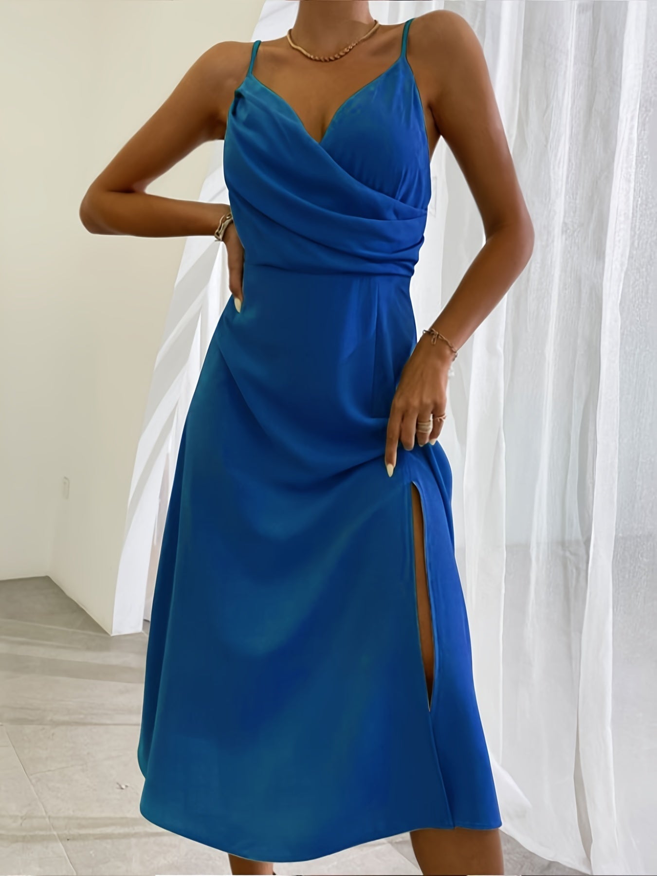 V - neck Slit Sling Dress Summer Fashion Sexy Slim Suspender Dresses For Women Clothing - Goddess Vibes