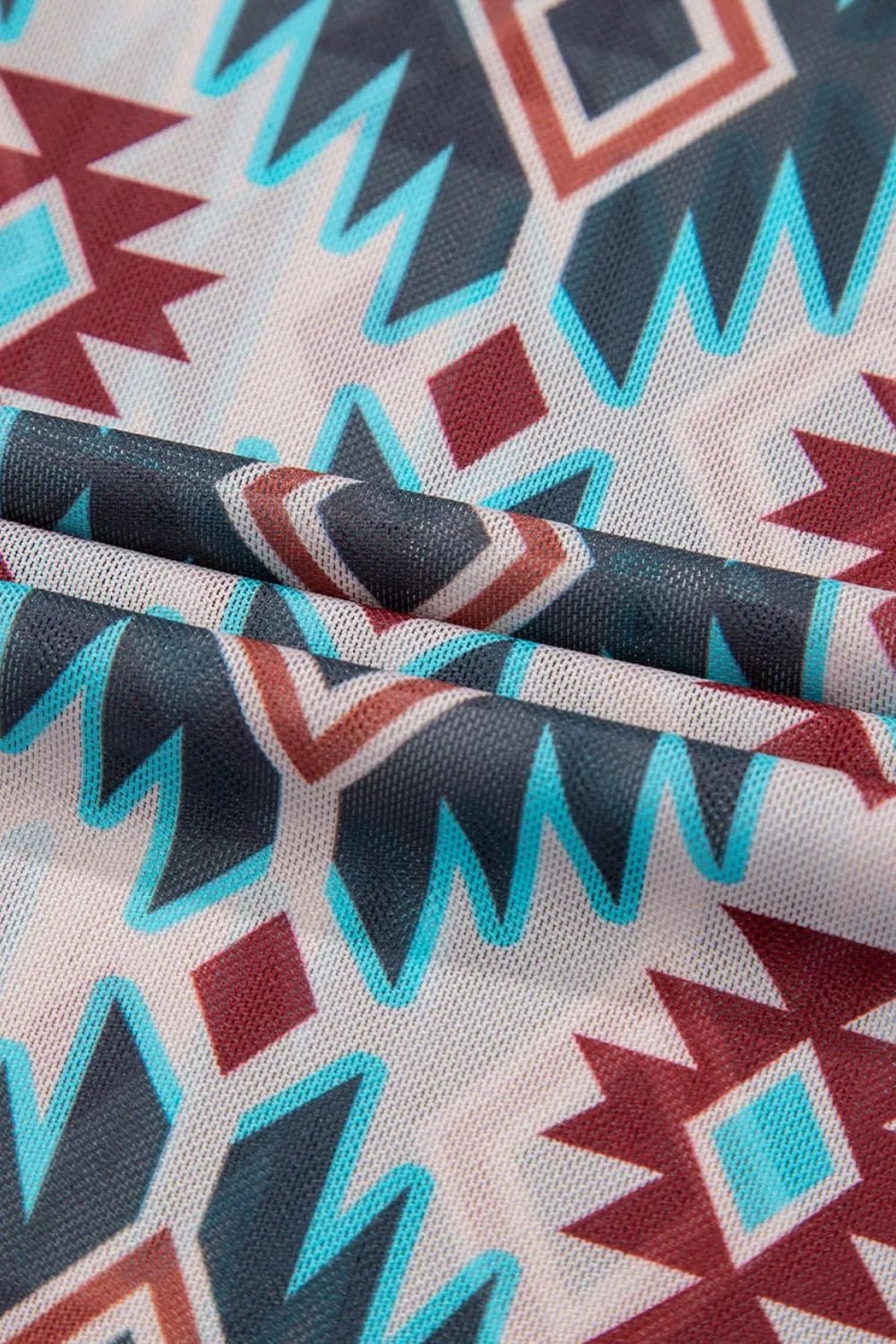 Western Aztec Print Mesh Slim T Shirt - Goddess Vibes