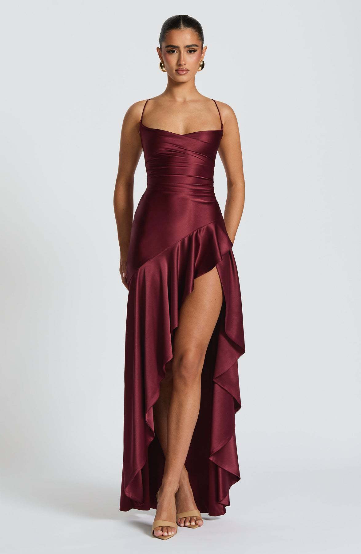 Women's Backless Ruffles Irregular Dress Summer Fashion Evening Party Club Split Suspender Maxi Dresses Clothing - Goddess Vibes