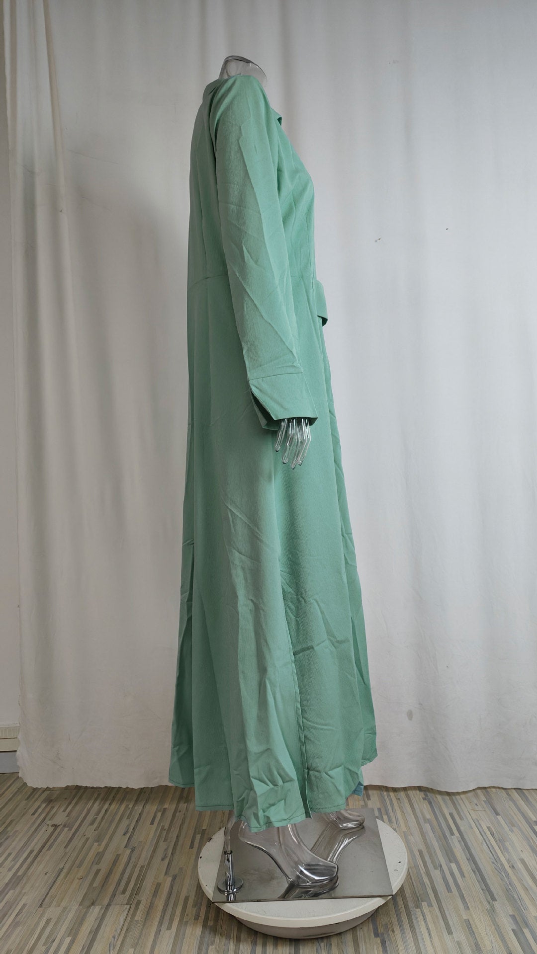 Women's Elegant Tied Solid Color Waisted Long - sleeved Shirt Dress - Goddess Vibes