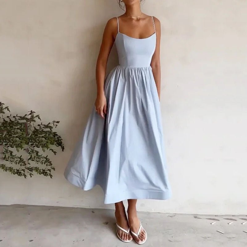 Women's Solid Color Printing Fresh Sweet Sexy Suspender Dress - Goddess Vibes