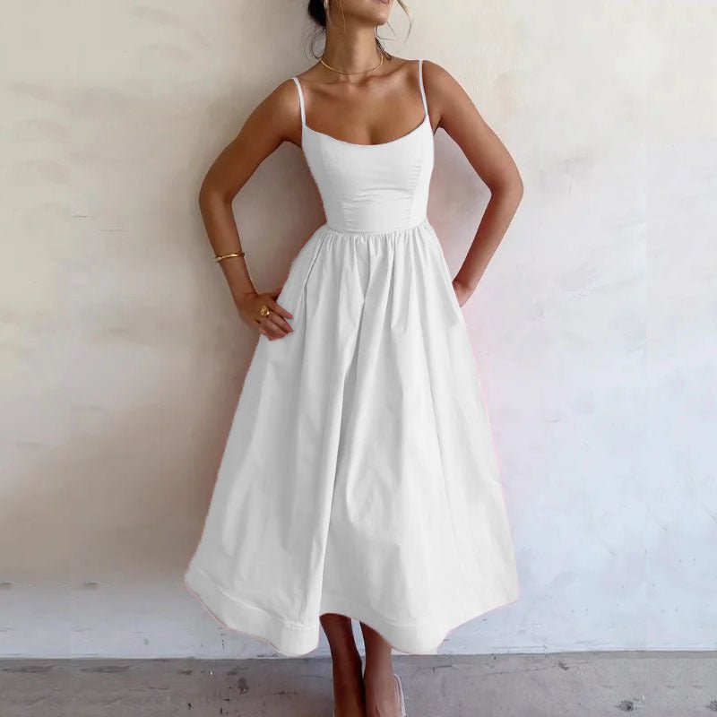 Women's Solid Color Printing Fresh Sweet Sexy Suspender Dress - Goddess Vibes