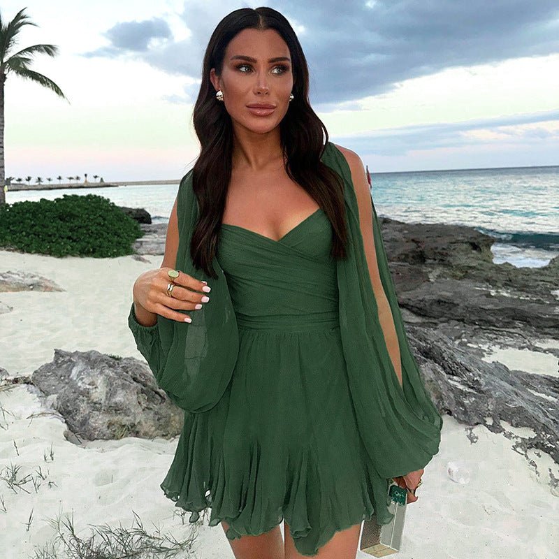 Women's Solid Color Slim Fit Short Dress - Goddess Vibes
