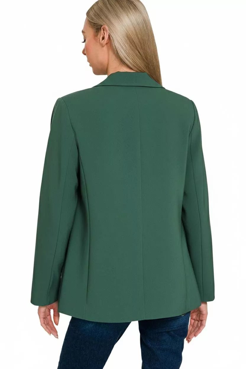 Zenana Woven Long Sleeve Blazer With Lining - Goddess Vibes